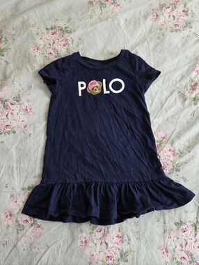 Ralph Lauren Polo Bear With Pink Hat Cotton Dress 3T